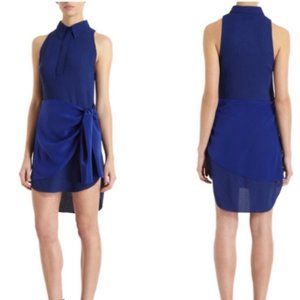 3.1 Phillip Lim blue tie waist collared sleeveless dress